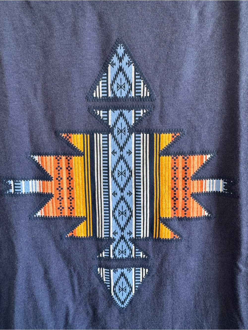 Ariat Blue Raglan 3/4 Sleeve Tee with Cream Sleeves - Picture 3 of 5